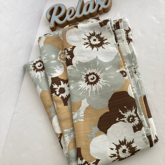 Fabric Shower Curtain 72" x 72" Gold Gray Brown Floral - Picture 9 of 10